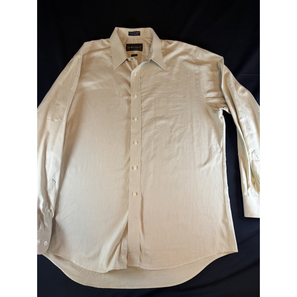 Vintage Barrington Cream Men's Button Up Dress Shirt, 17 34/35